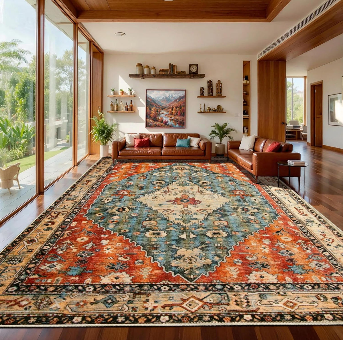 2x3 Vintage Oriental Washable Small Area Rug - Non-Slip Boho Accent Mat