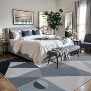 SERISSA Modern Abstract Washable Area Rug, 6'x9' Large Non-Slip Soft Low-Pile Floor Carpet for Living Room, Dining Room, Bedroom & Office – Contemporary Grey Decor