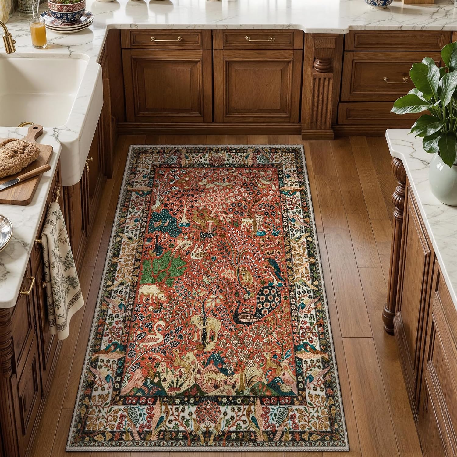 SERISSA Vintage Boho Washable Accent Rug, 2'x3' Non-Slip Soft Floor Mat for Entryway, Kitchen, Bedroom, Bathroom & Kids Room – Durable Indoor Door Mat
