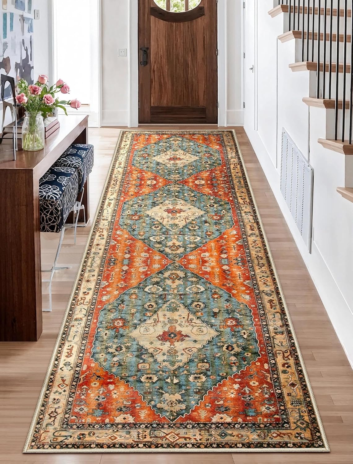 2x3 Vintage Oriental Washable Small Area Rug - Non-Slip Boho Accent Mat
