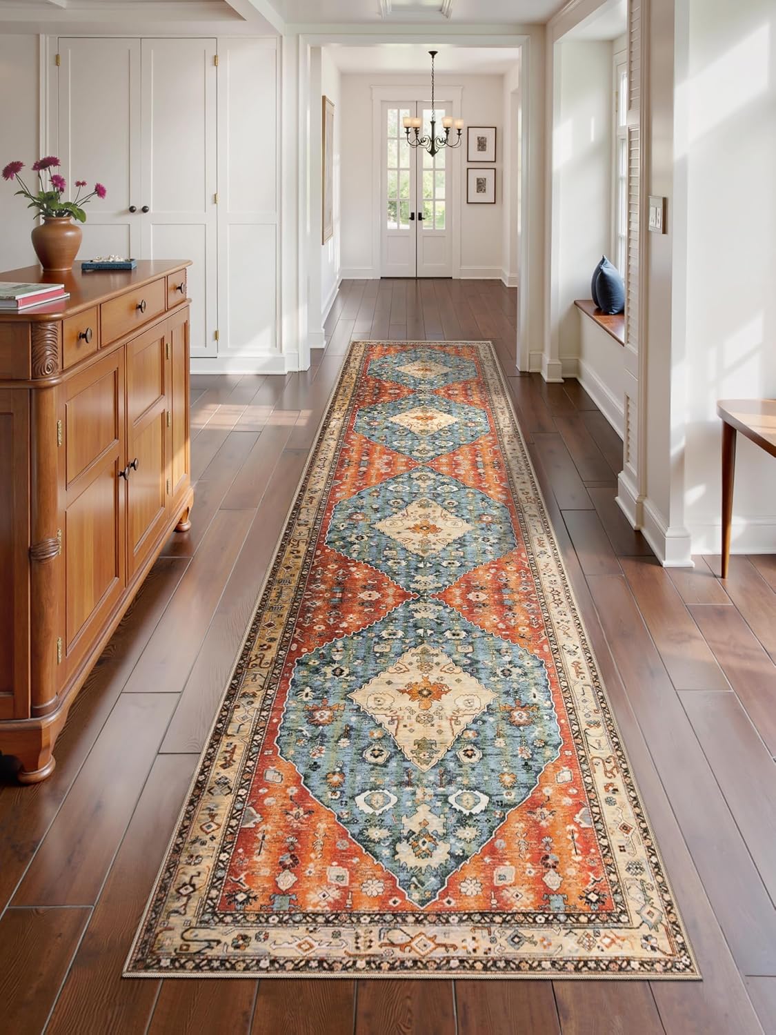 2x3 Vintage Oriental Washable Small Area Rug - Non-Slip Boho Accent Mat