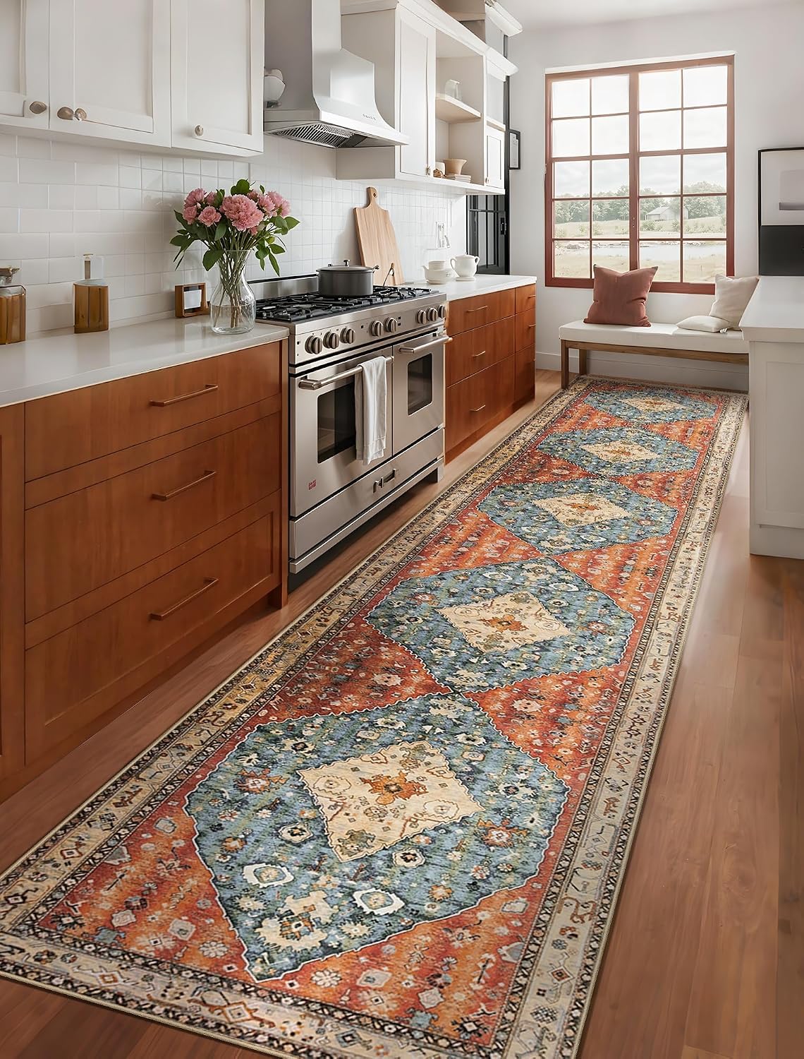 2x3 Vintage Oriental Washable Small Area Rug - Non-Slip Boho Accent Mat