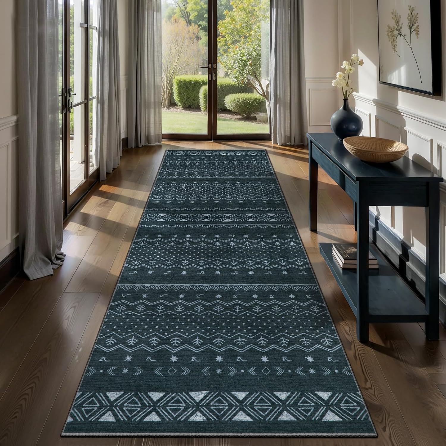 2x3 Grey Washable Entryway Rug - Moroccan Boho Small Carpet