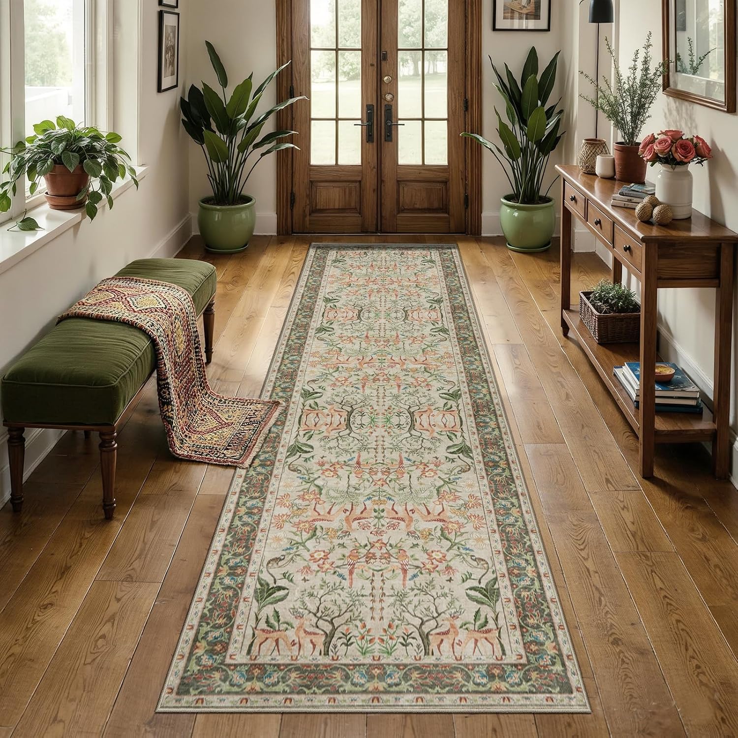 2x10 Washable Long Hallway Rug - Vintage Boho Non-Slip Runner Carpet