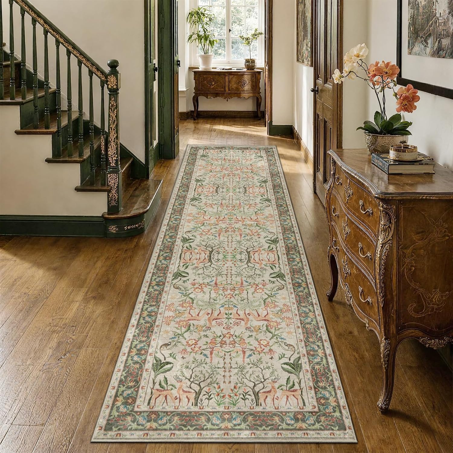 2x10 Washable Long Hallway Rug - Vintage Boho Non-Slip Runner Carpet
