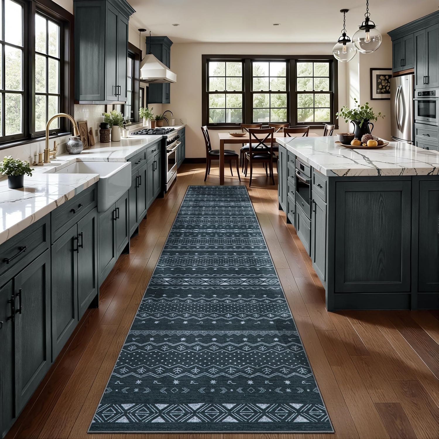 2x3 Grey Washable Entryway Rug - Moroccan Boho Small Carpet