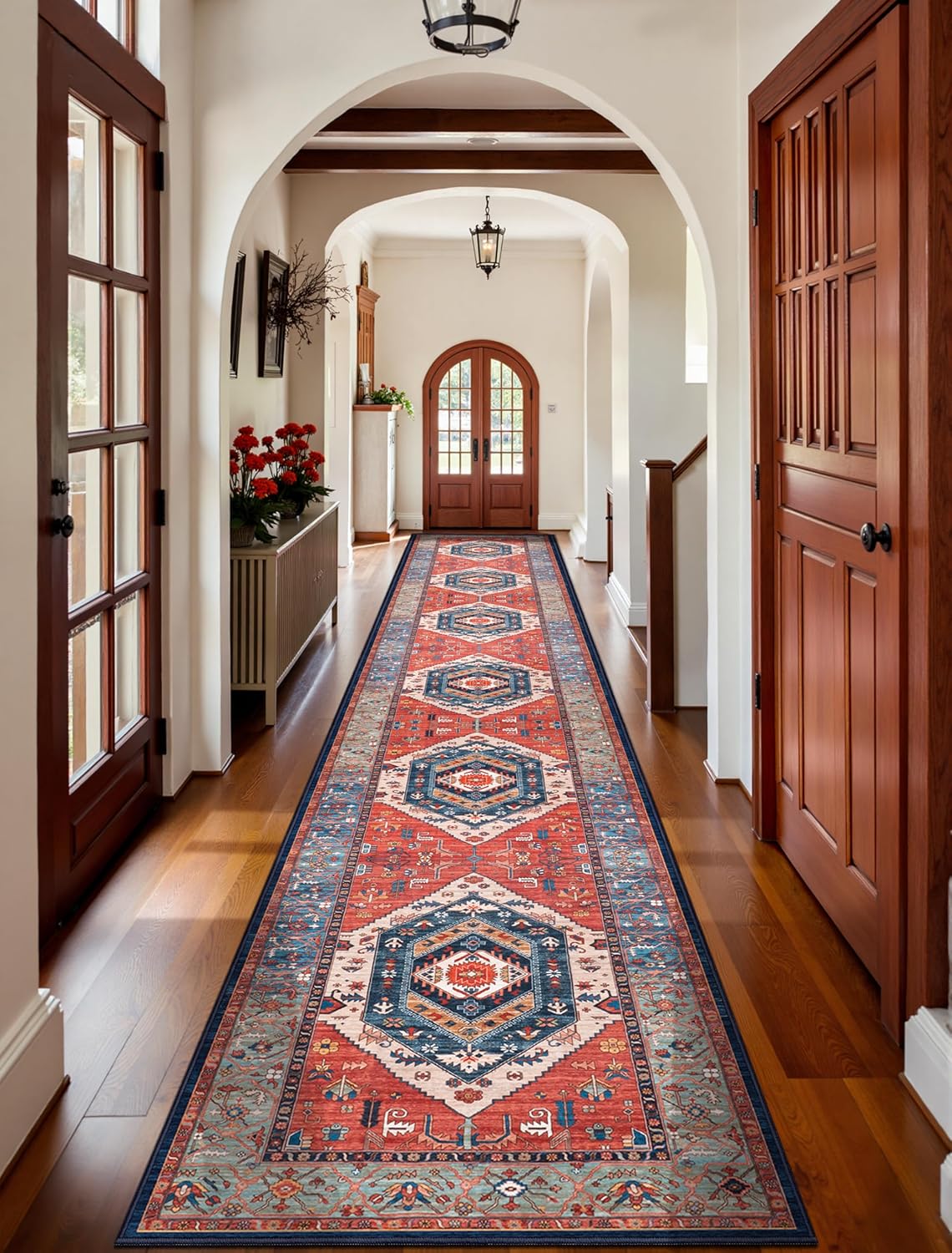SERISSA Vintage Boho Washable Runner Rug, 2'x6' Non-Slip Distressed Tribal Area Rug for Hallway, Kitchen, Laundry, Bathroom & Living Room – Ultra Soft & Durable Floor Carpet