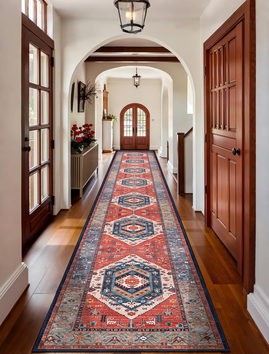 SERISSA Vintage Boho Washable Runner Rug, 2'x6' Non-Slip Distressed Tribal Area Rug for Hallway, Kitchen, Laundry, Bathroom & Living Room – Ultra Soft & Durable Floor Carpet