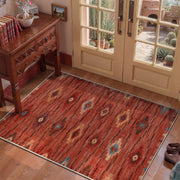 2x3 Terracotta Boho Western Washable Small Rug - Non-Slip Door Mat