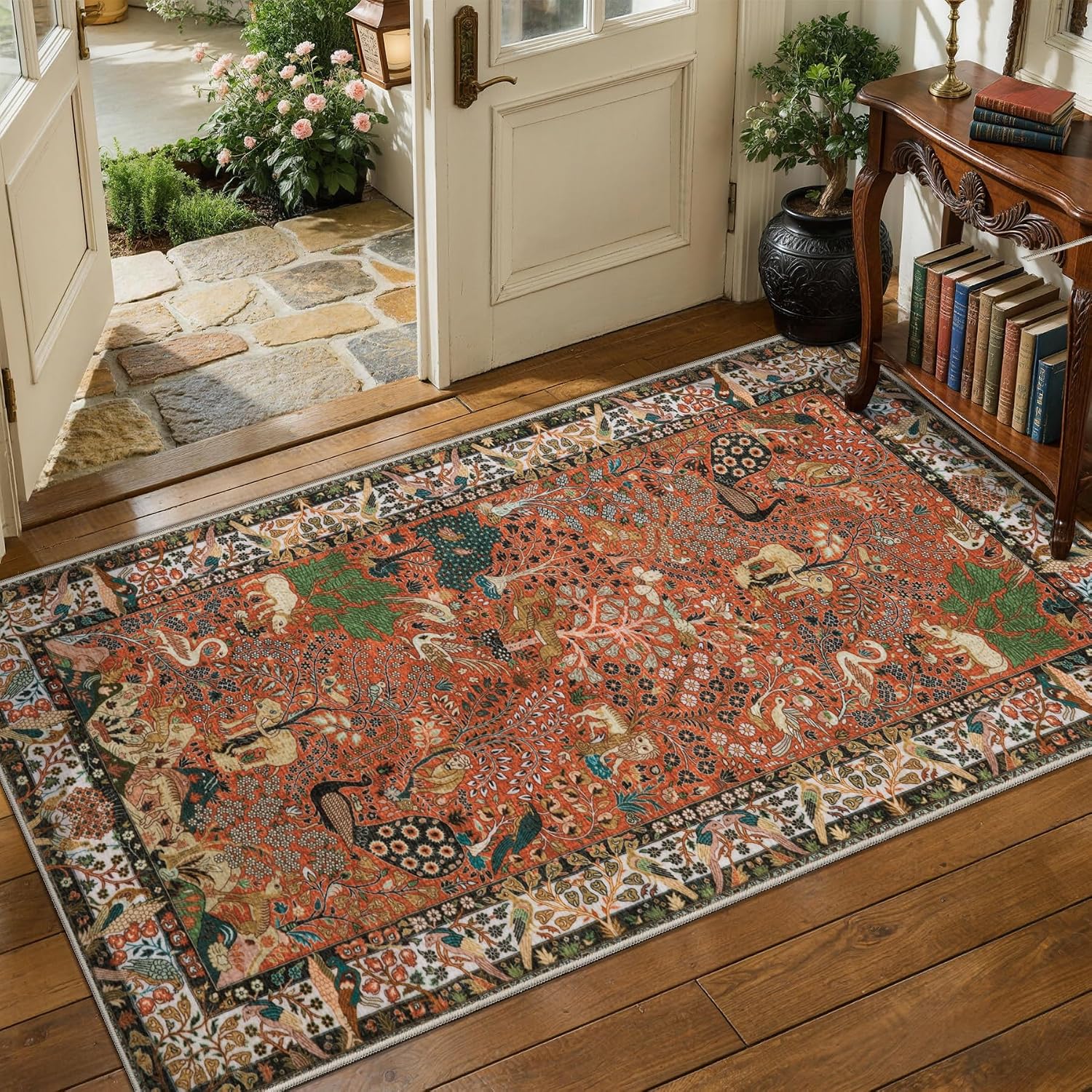 2x10 Vintage Boho Washable Runner Rug - Non-Slip Long Hallway Carpet
