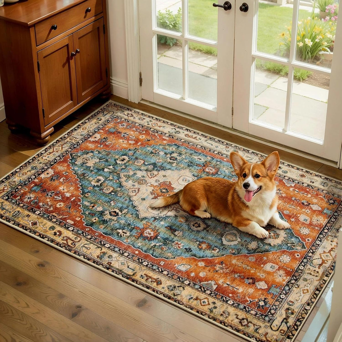 2x3 Vintage Oriental Washable Small Area Rug - Non-Slip Boho Accent Mat