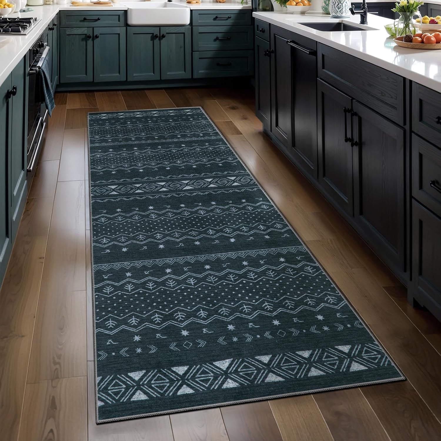 2x3 Grey Washable Entryway Rug - Moroccan Boho Small Carpet