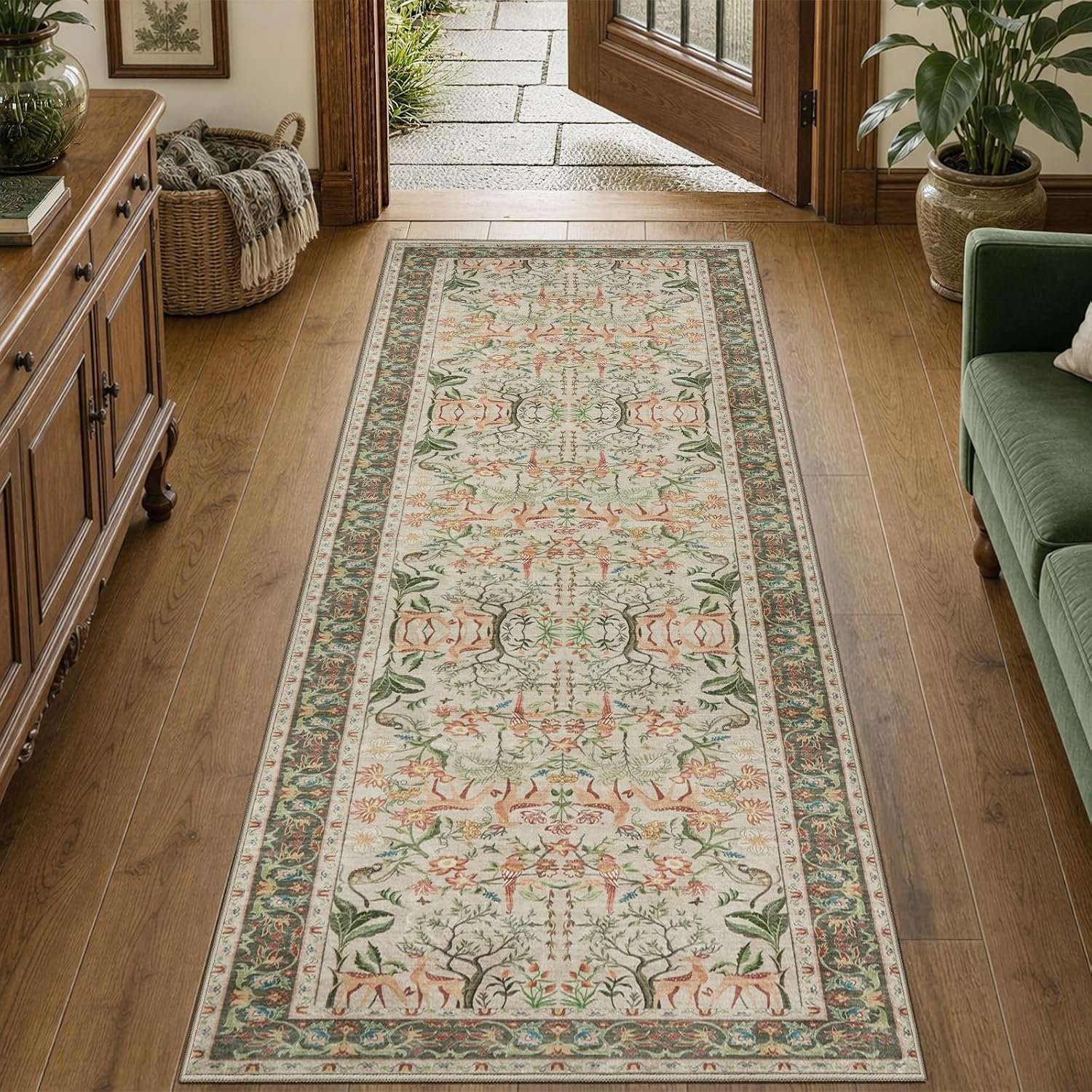 2x10 Washable Long Hallway Rug - Vintage Boho Non-Slip Runner Carpet