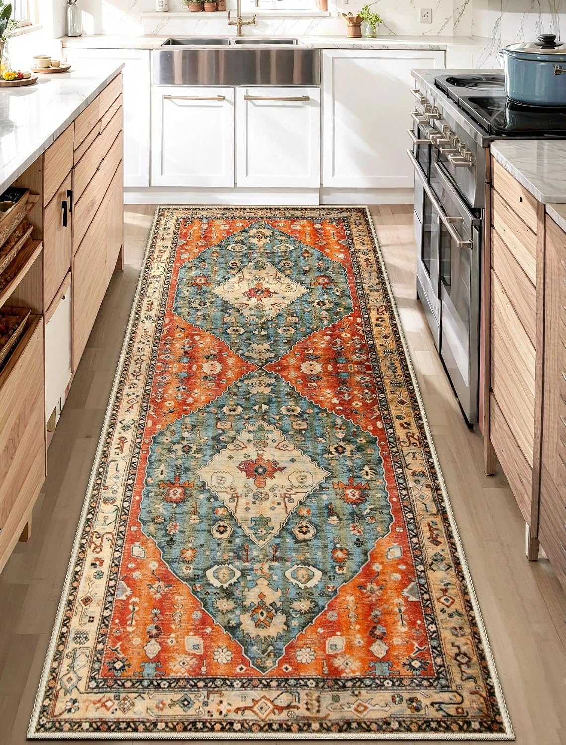 2x3 Vintage Oriental Washable Small Area Rug - Non-Slip Boho Accent Mat