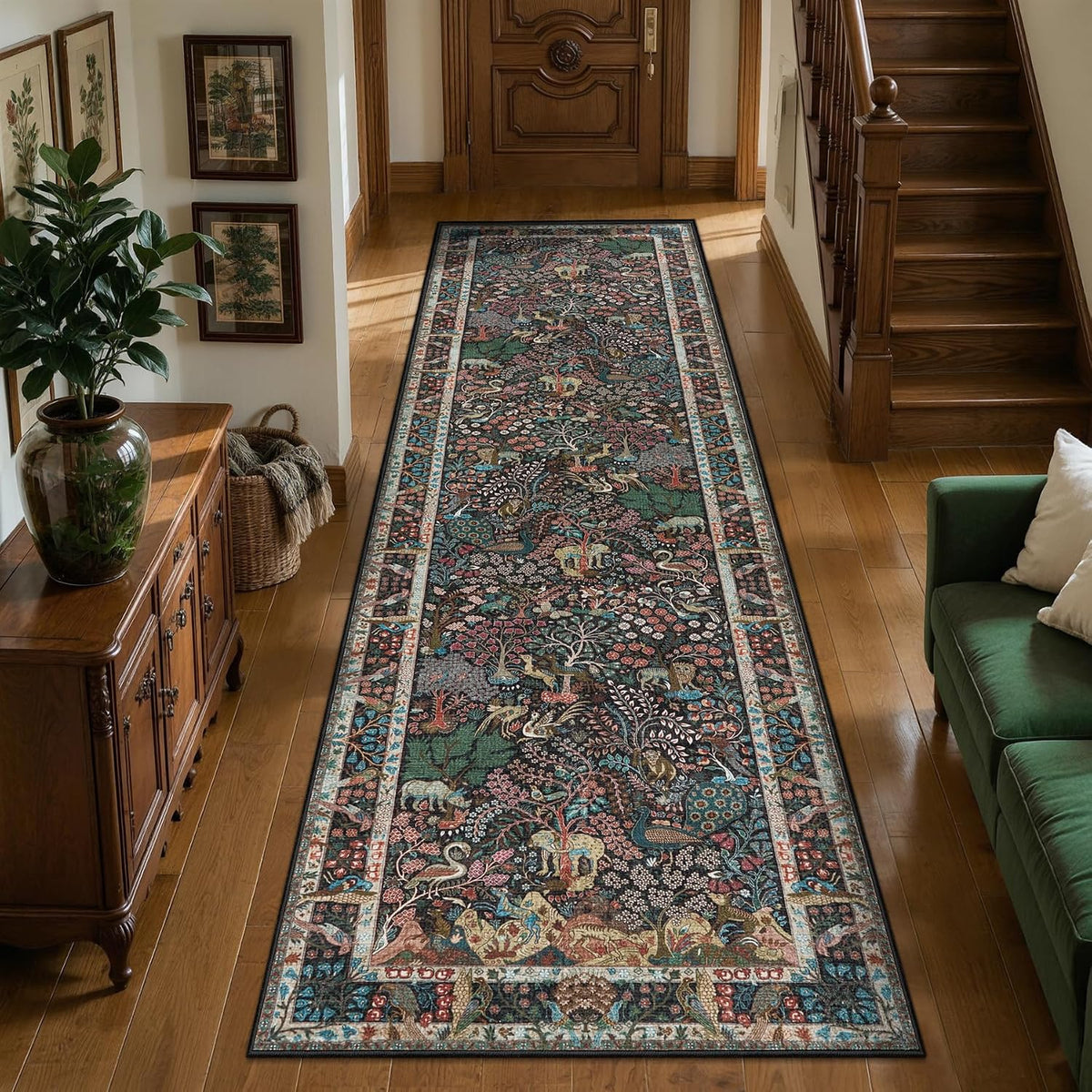 SERISSA Vintage Jungle Animal Washable Area Rug - Multi Non-Slip Carpet Collection