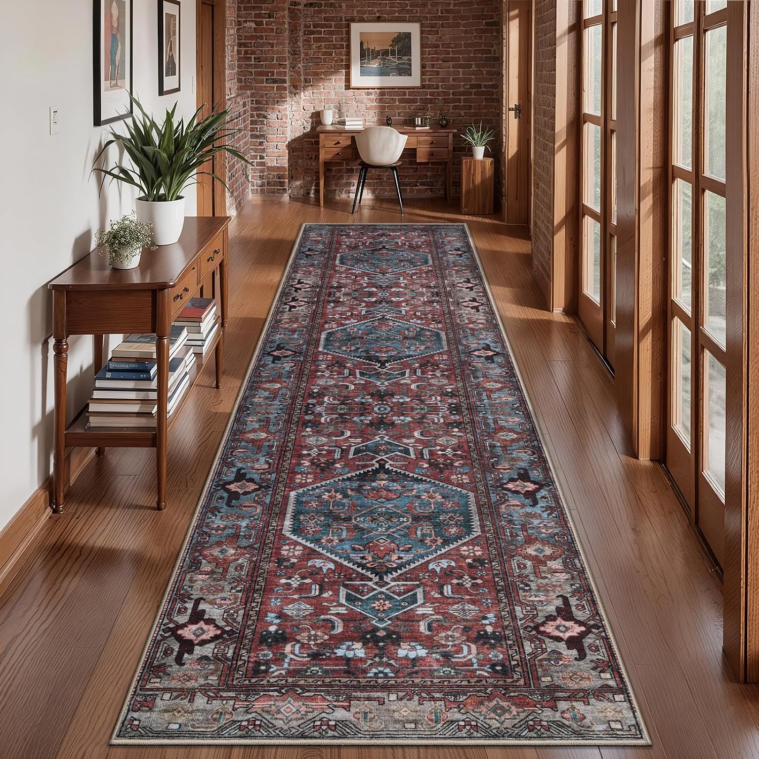 SERISSA Vintage 2x3 and 2.6x10 Washable Rug Non Slip(Red Multi)