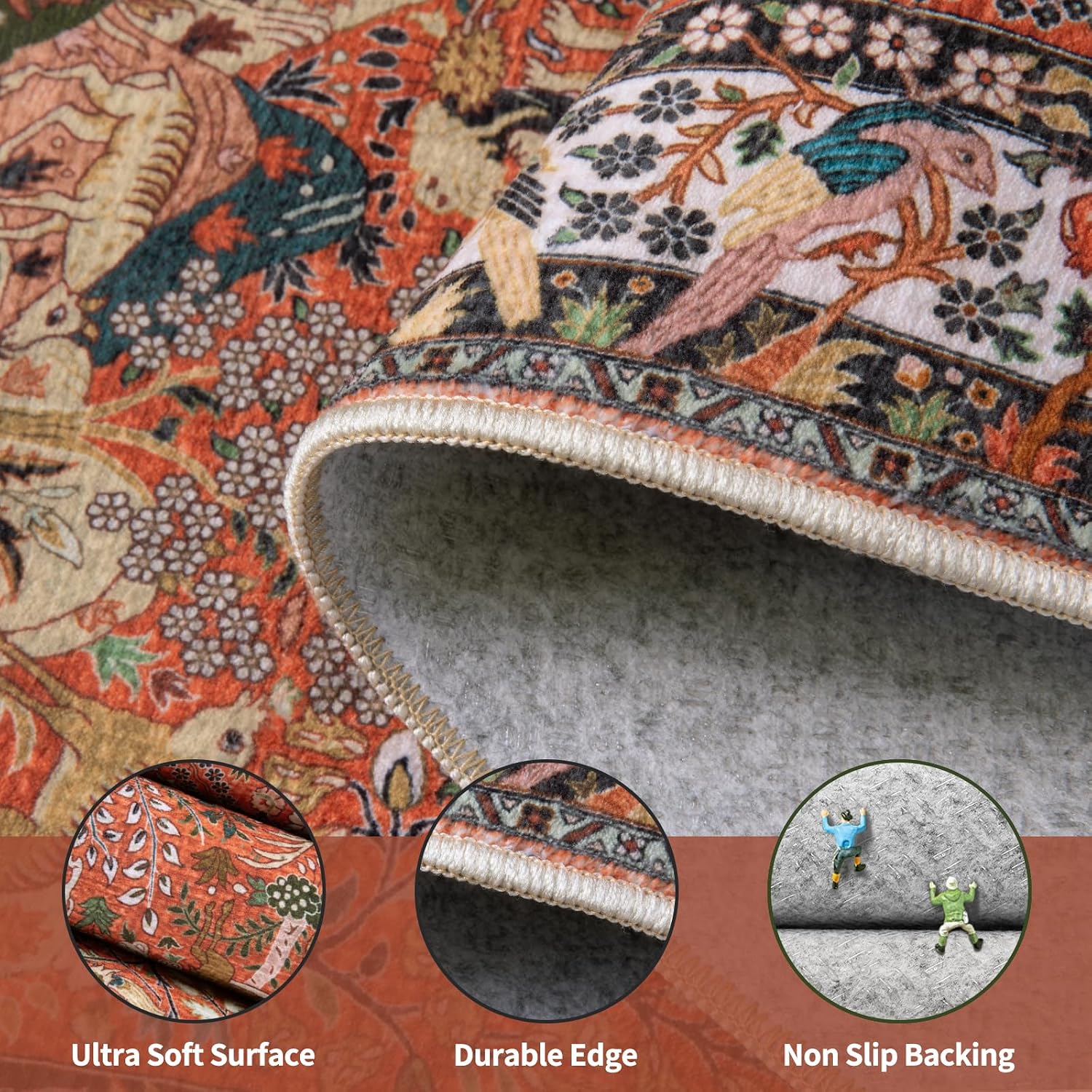 2x10 Vintage Boho Washable Runner Rug - Non-Slip Long Hallway Carpet