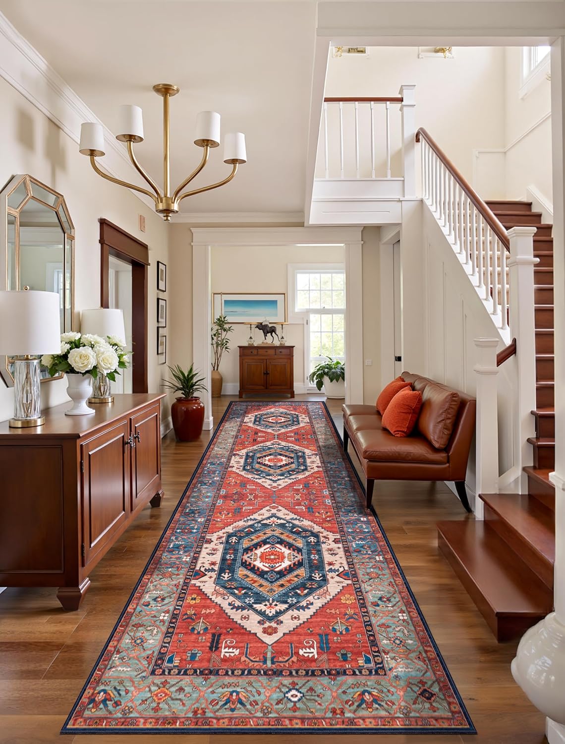 SERISSA Vintage Boho Washable Runner Rug, 2'x6' Non-Slip Distressed Tribal Area Rug for Hallway, Kitchen, Laundry, Bathroom & Living Room – Ultra Soft & Durable Floor Carpet
