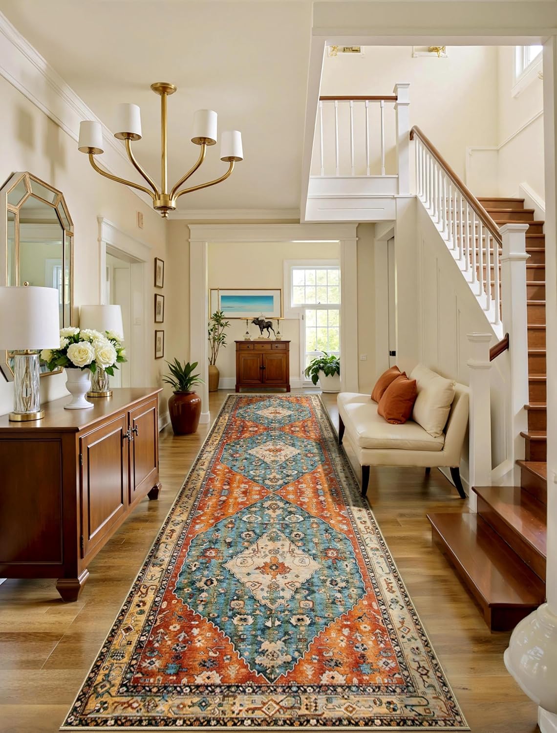 2x3 Vintage Oriental Washable Small Area Rug - Non-Slip Boho Accent Mat