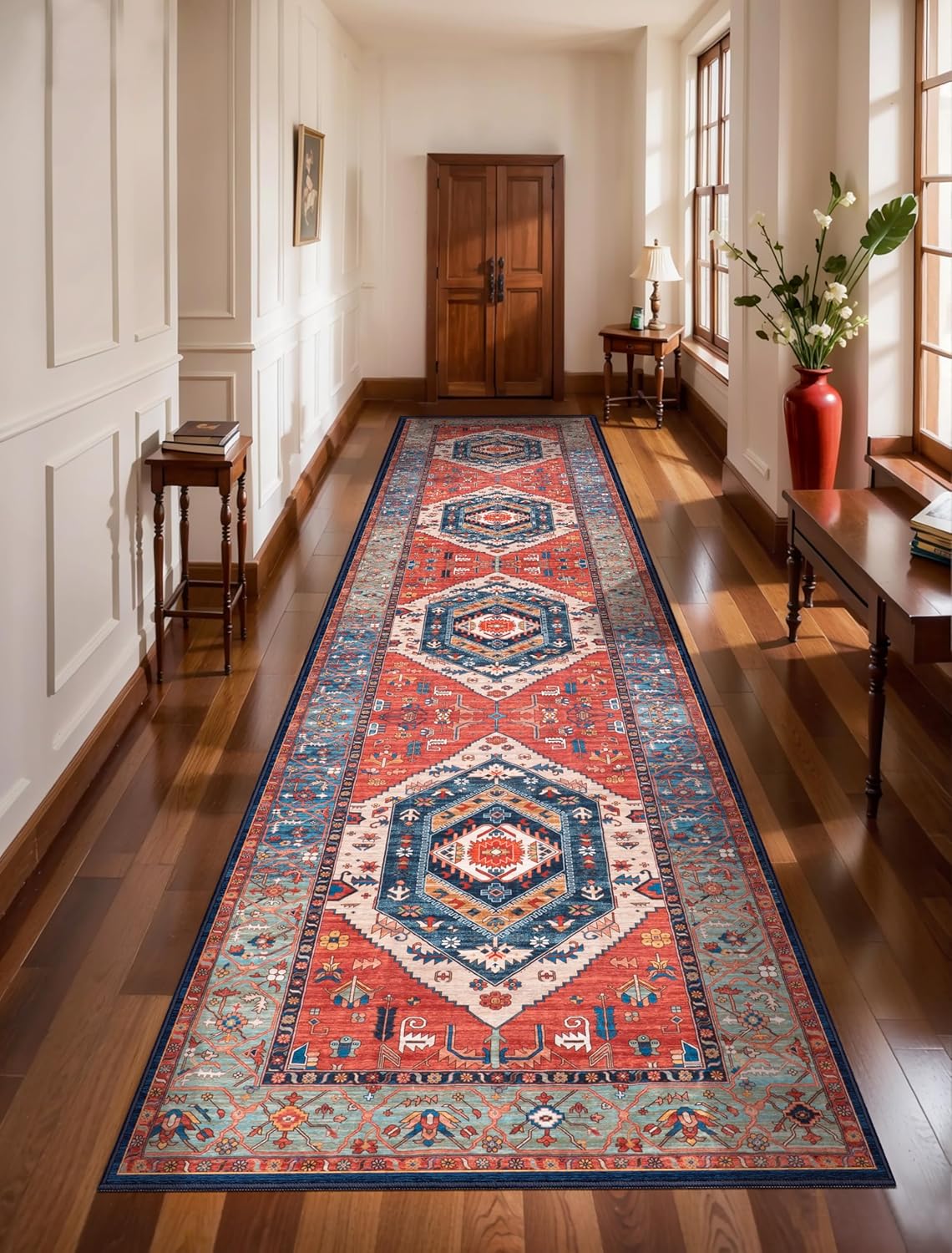 SERISSA Vintage Boho Washable Runner Rug, 2'x6' Non-Slip Distressed Tribal Area Rug for Hallway, Kitchen, Laundry, Bathroom & Living Room – Ultra Soft & Durable Floor Carpet
