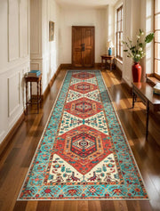 3x12 Orange Vintage Boho Washable Runner Rug - Non-Slip Hallway Carpet