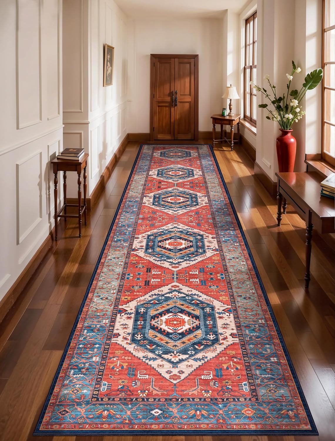 SERISSA Vintage Boho Washable Runner Rug, 2'x6' Non-Slip Distressed Tribal Area Rug for Hallway, Kitchen, Laundry, Bathroom & Living Room – Ultra Soft & Durable Floor Carpet