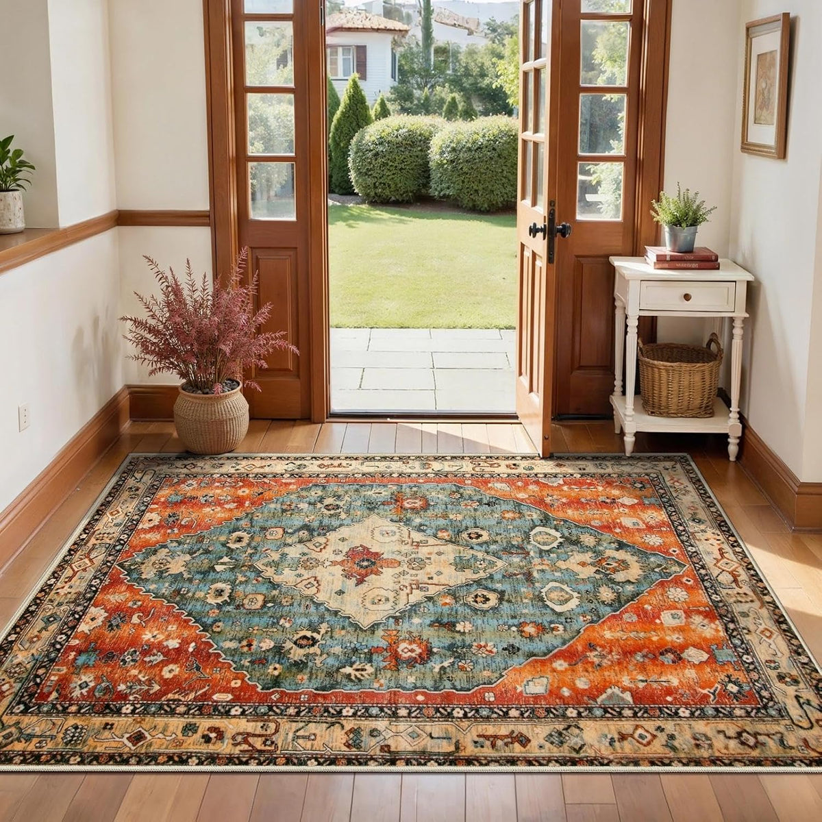 2x3 Vintage Oriental Washable Small Area Rug - Non-Slip Boho Accent Mat