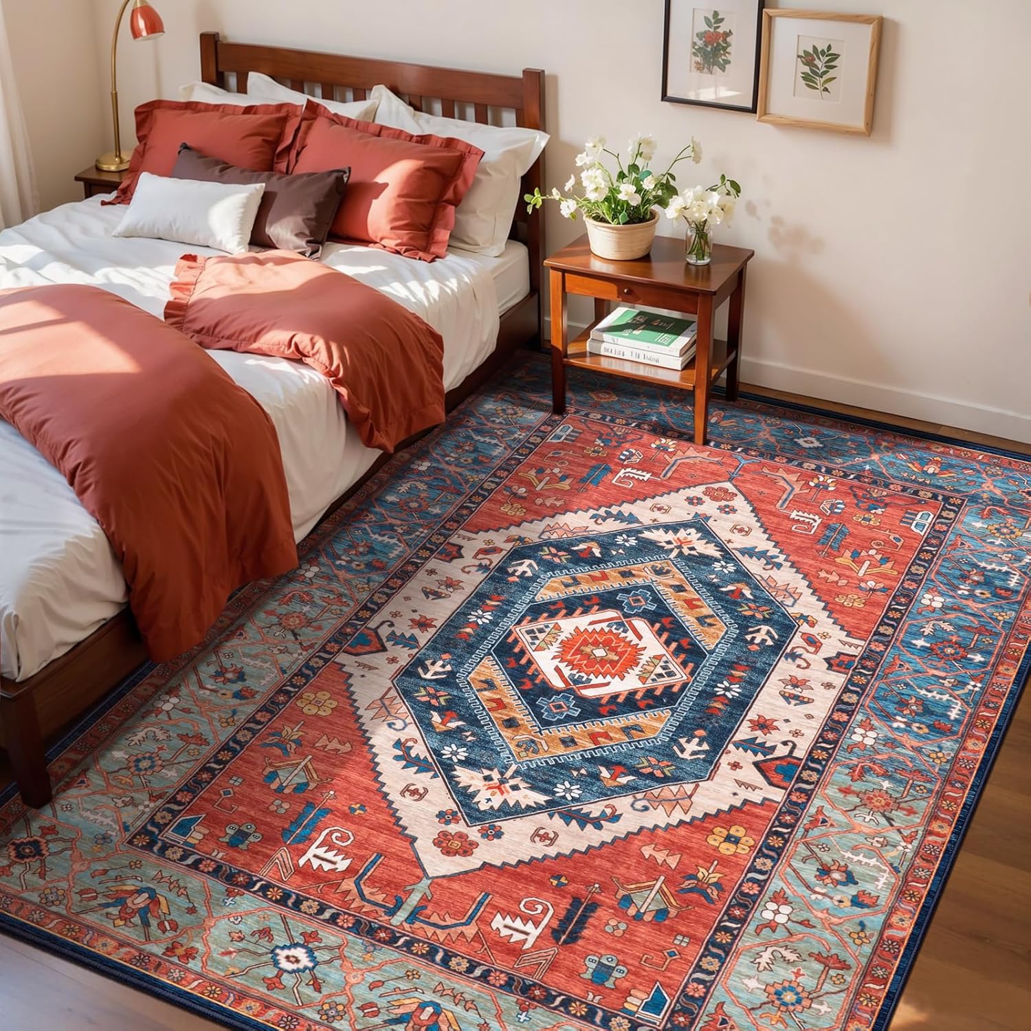 SERISSA Vintage Boho Washable Runner Rug, 2'x6' Non-Slip Distressed Tribal Area Rug for Hallway, Kitchen, Laundry, Bathroom & Living Room – Ultra Soft & Durable Floor Carpet