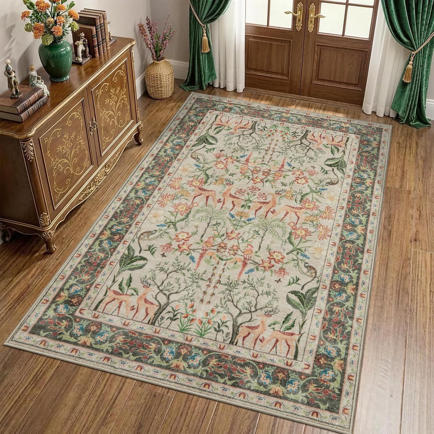 2x10 Washable Long Hallway Rug - Vintage Boho Non-Slip Runner Carpet