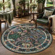 4ft Washable Animal Print Round Boho Rug - Non-Slip Small Circle Carpet