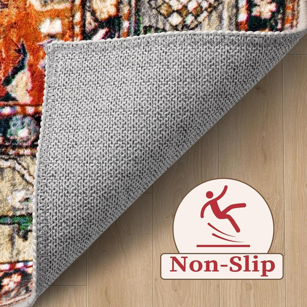 2x3 Vintage Oriental Washable Small Area Rug - Non-Slip Boho Accent Mat
