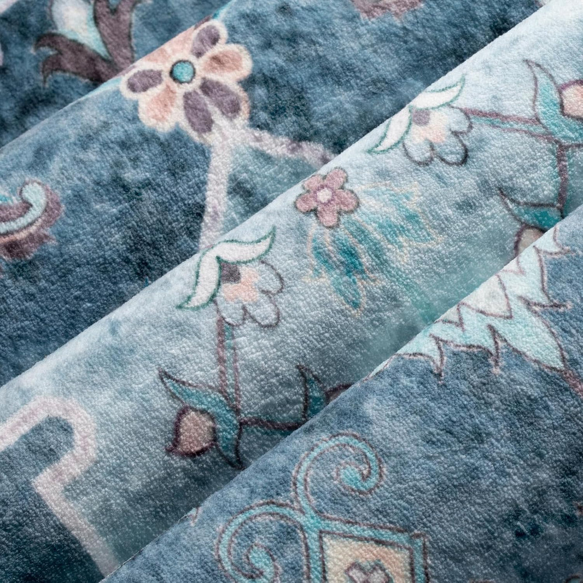 2x3 Blue Vintage Boho Washable Small Area Rug - Non-Slip Entryway Mat