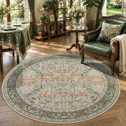 6ft Washable Round Boho Area Rug - Vintage Jungle Soft Low-Pile Carpet