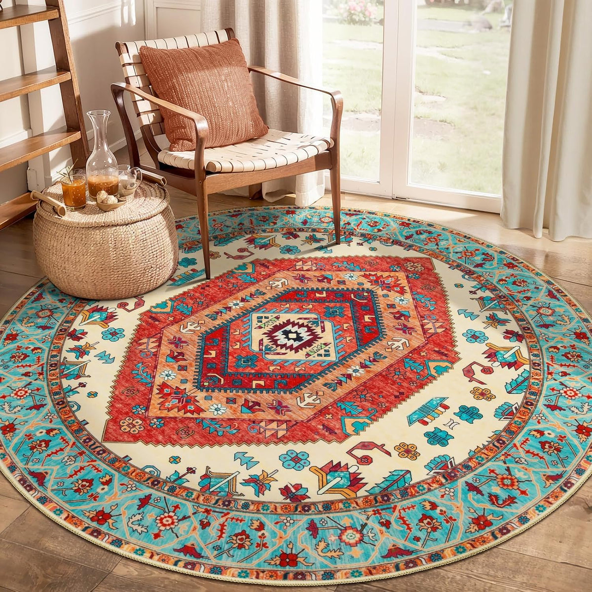 3x12 Orange Vintage Boho Washable Runner Rug - Non-Slip Hallway Carpet