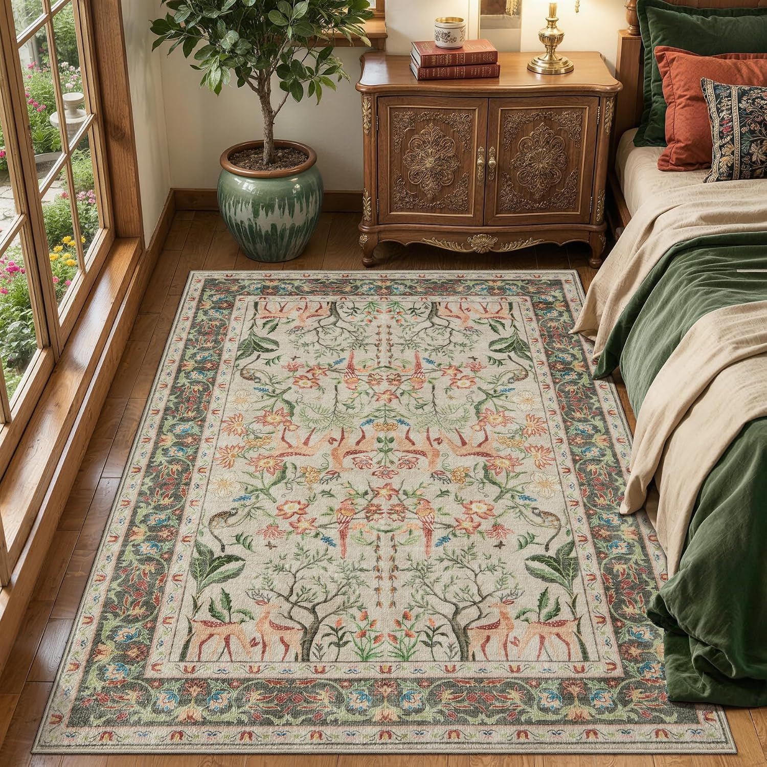 SERISSA Vintage Boho Animal Print Washable Runner Rug, Non-Slip Soft Low-Pile Floor Carpet for Hallway, Kitchen, Entryway, Laundry & Bedroom – Long Indoor Decor