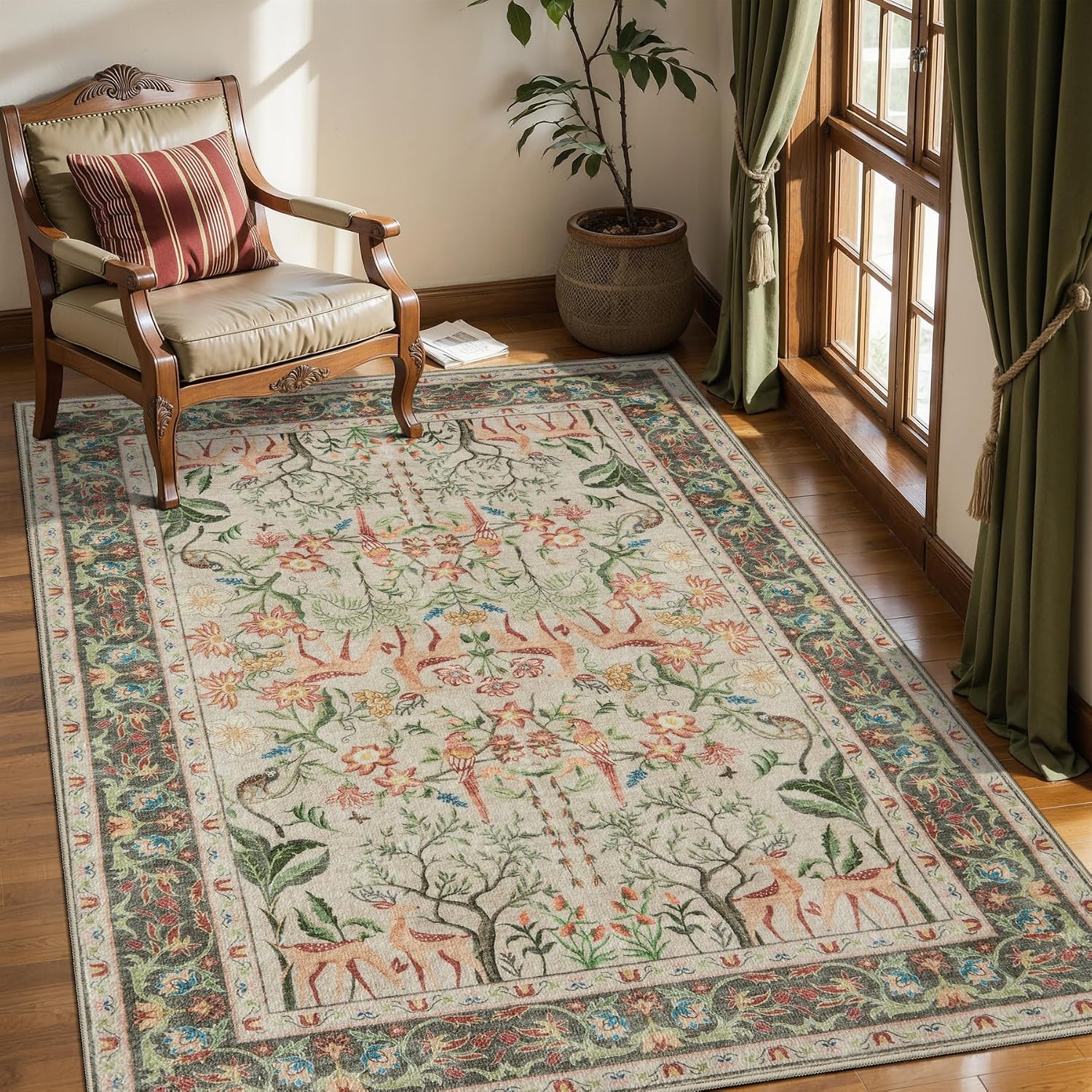 2x10 Washable Long Hallway Rug - Vintage Boho Non-Slip Runner Carpet