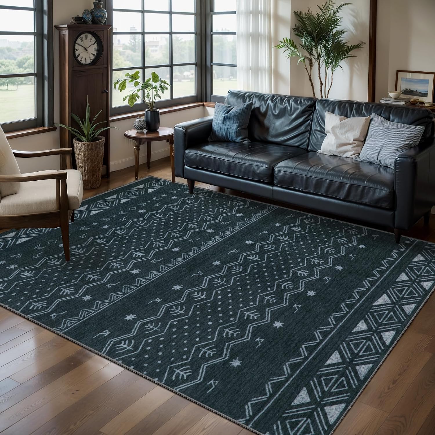 2x3 Grey Washable Entryway Rug - Moroccan Boho Small Carpet