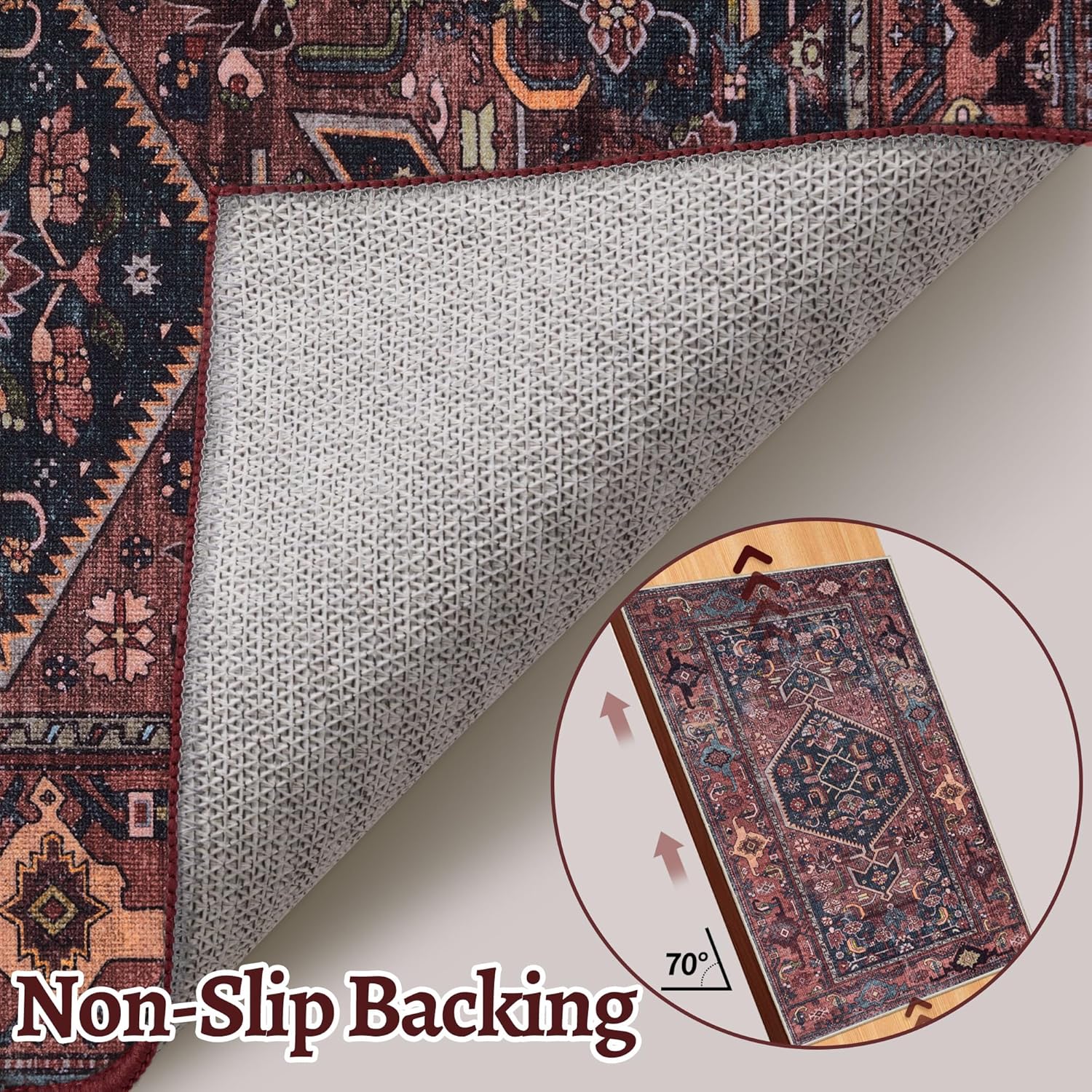SERISSA Oriental 2x3 Small Washable Entryway Rug(Red Multi+Red Black)