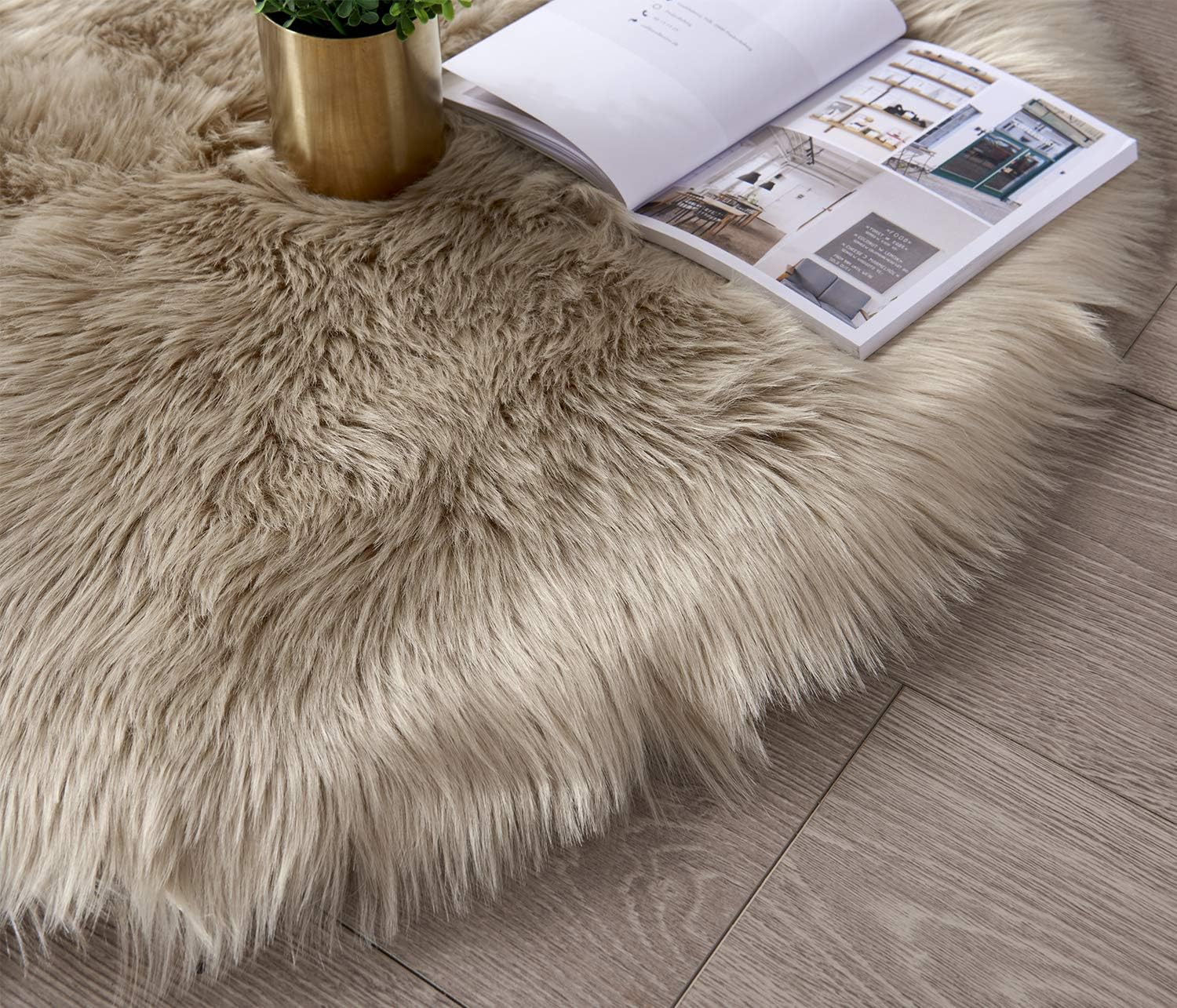 SERISSA Faux Sheepskin Shaggy Area Rug, 2'x6' Ultra-Soft Fluffy Floor Carpet & Sofa Runner for Bedroom, Living Room & Nursery – Luxurious Beige Furry Decor