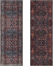 SERISSA Vintage 2.6x10 Washable Hallway Runner Rug Non Slip(Red Multi+Black Red)