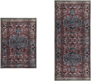 SERISSA Vintage 2x3 and 2x5 Washable Rug Non Slip(Red Multi)