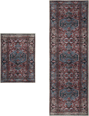SERISSA Vintage 2x3 and 2.6x10 Washable Rug Non Slip(Red Multi)