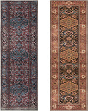 SERISSA Vintage 2.6x10 Washable Hallway Runner Rug Non Slip(Red Multi+Orange Red)