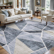 SERISSA Modern Abstract Washable Area Rug, 6'x9' Large Non-Slip Soft Low-Pile Floor Carpet for Living Room, Dining Room, Bedroom & Office – Contemporary Grey Decor