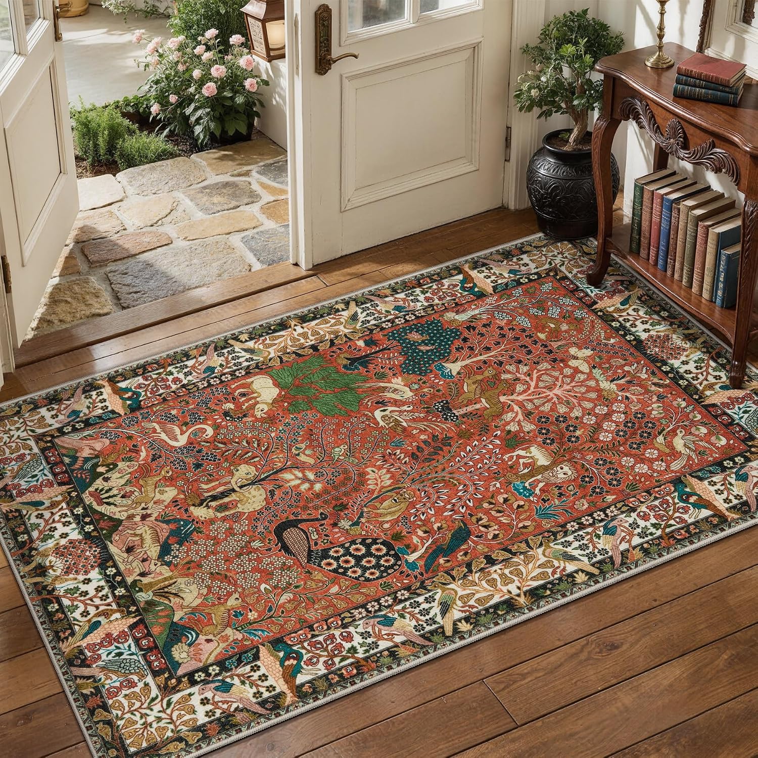 SERISSA Vintage Boho Washable Accent Rug, 2'x3' Non-Slip Soft Floor Mat for Entryway, Kitchen, Bedroom, Bathroom & Kids Room – Durable Indoor Door Mat