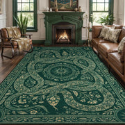 6x9 Green Gothic Floral Snake Washable Area Rug - Non-Slip Large Carpet