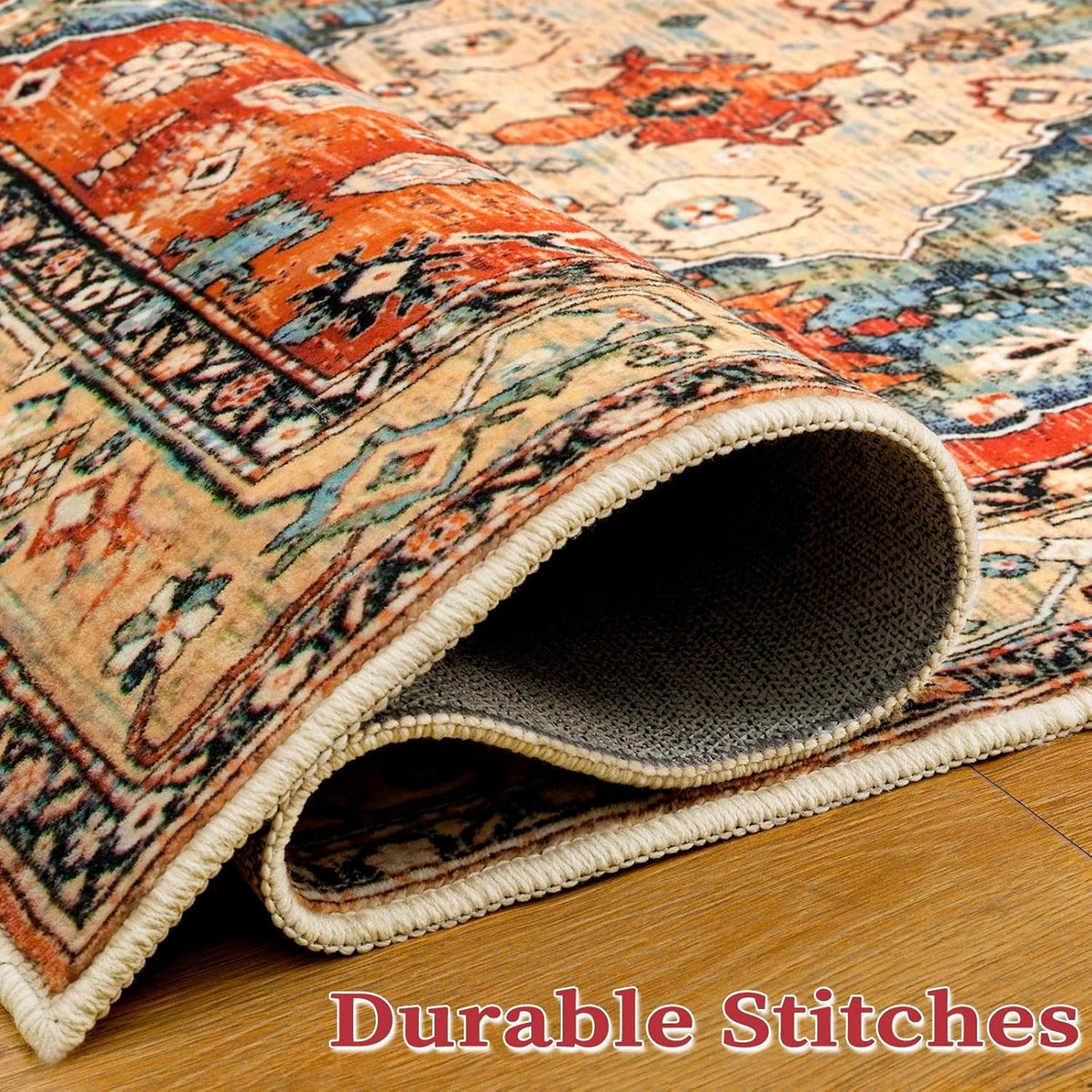 2x3 Vintage Oriental Washable Small Area Rug - Non-Slip Boho Accent Mat