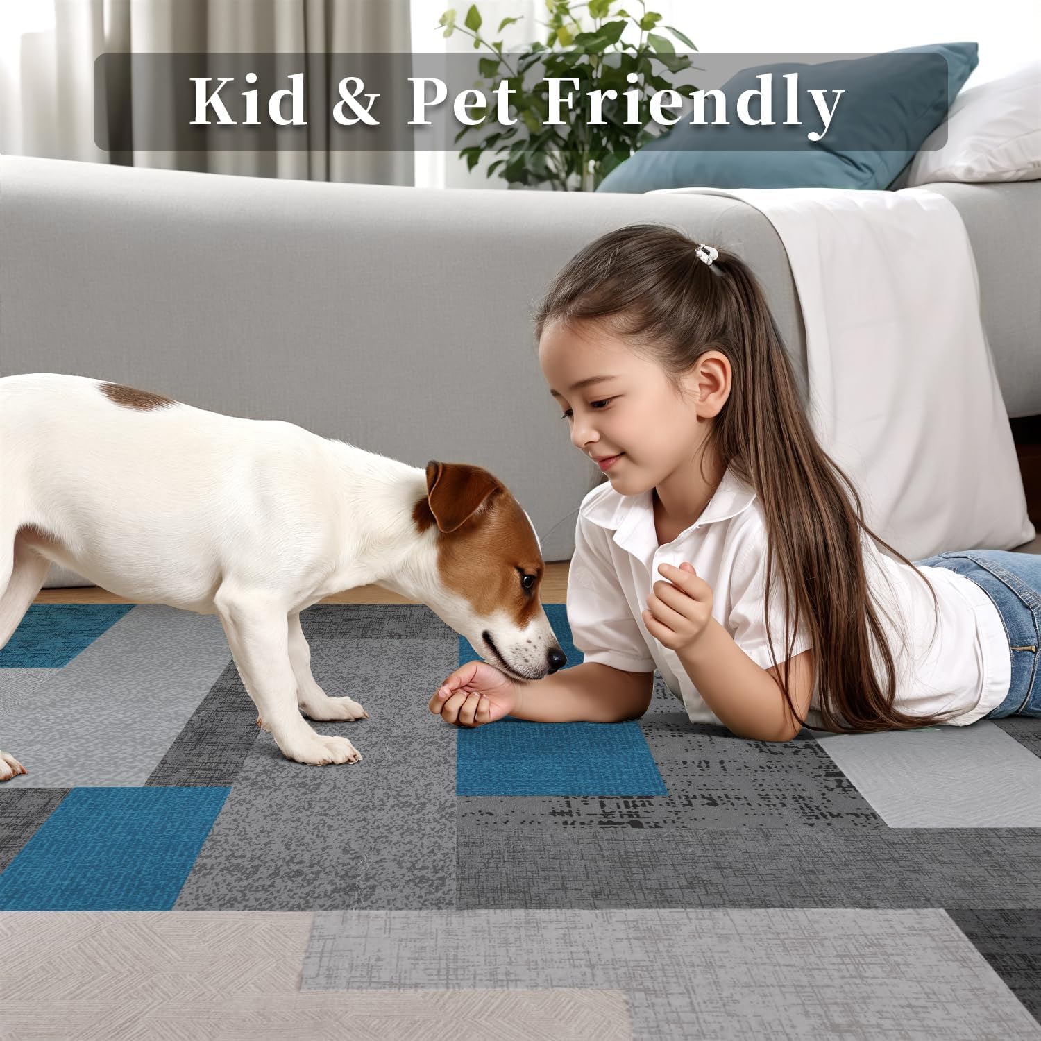 SERISSA Modern Abstract Washable Area Rug, 5'x7' Non-Slip Soft Low-Pile Floor Carpet for Living Room, Dining Room, Bedroom & Office – Geometric Blue & Grey Decor