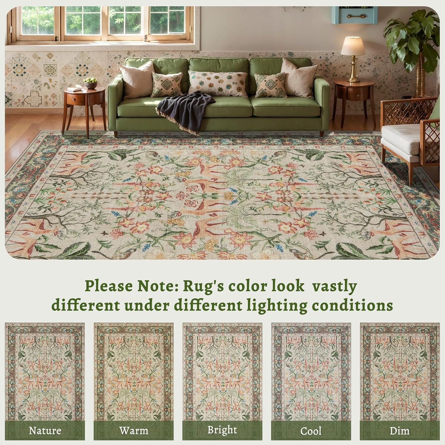 SERISSA Vintage Boho Animal Print Washable Runner Rug, Non-Slip Soft Low-Pile Floor Carpet for Hallway, Kitchen, Entryway, Laundry & Bedroom – Long Indoor Decor