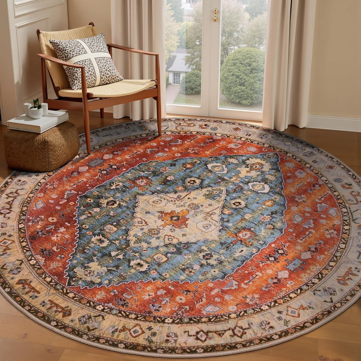 2x3 Vintage Oriental Washable Small Area Rug - Non-Slip Boho Accent Mat